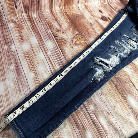 American Eagle SUPER HI RISE JEGGING Size 8 Distressed Jeans Denim Pants 27x28 - Picture 8 of 11